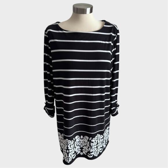 Charter Club Woman Plus Size 1X Polyester Spandex Black White Top - Picture 1 of 8